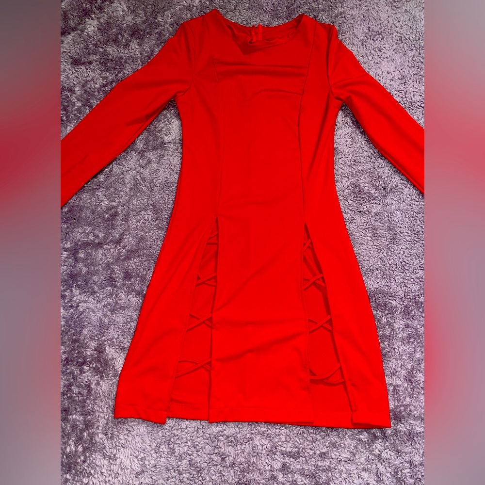 Red sexy dress.